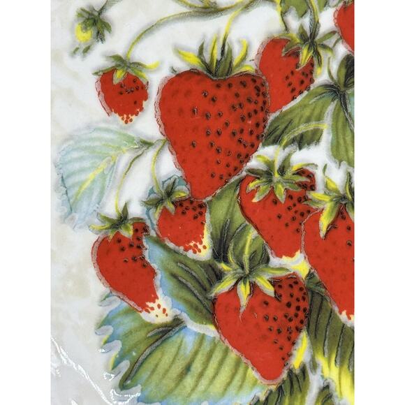 Vintage Ceramic Serving Bowl, Garantito Per Alimenti, Hand Painted Strawberries - Picture 10 of 16